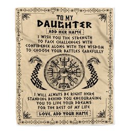 Personalized To My Daughter Viking Blanket From Mom Dad I Wish You The Strength Scandinavian Norse Runes Viking For Women Birthday Gifts Fleece Blanket