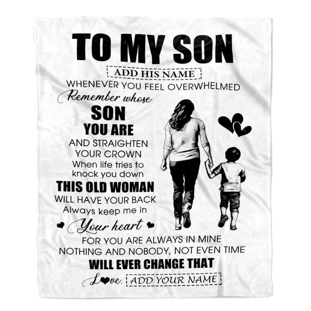 Personalized To My Son Gifts Blanket From Mom Mother Whenever Woman Unique Birthday Gifts For Son Graduation Christmas Custom Fleece Throw Blanket