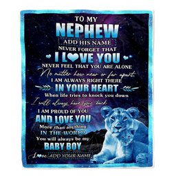 Personalized To My Nephew Gifts From Aunt Auntie Blanket I Love You Lion Birthday Gift Ideas For Nephew Graduation Christmas Customized Fleece Throw Blanket