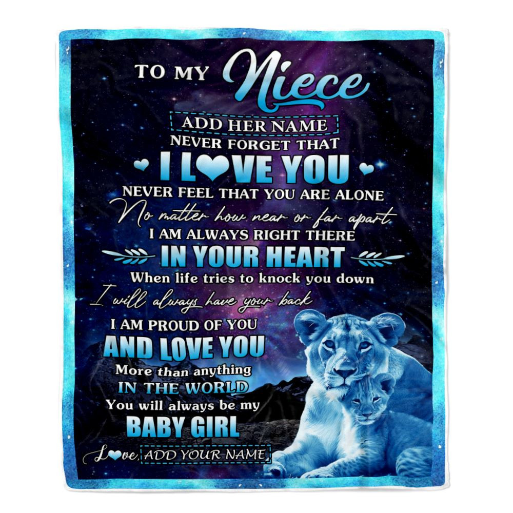 Personalized To My Niece Gifts From Aunt Auntie Blanket I Love You Lion Birthday Gift Ideas For Niece Graduation Christmas Customized Fleece Throw Blanket