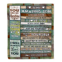 Personalized To My Amazing Son Gifts Blanket From Mom Dad Mother Wood Your Dream Gifts For Son Birthday Gift Graduation Christmas Customized Fleece Blanket