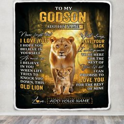 Personalized To My Godson Lion Blanket From Godmother Never Forget That I Love You Godson Birthday Gifts Graduation Christmas Customized Fleece Throw Blanket