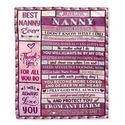 Personalized To My Nanny Gifts Blanket From Kids Wood Thank You For All Gifts For Nanny Mothers Day Birthday Thanksgiving Christmas Custom Fleece Blanket