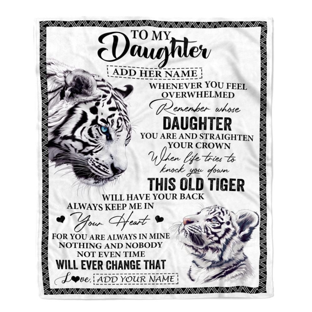 Personalized To My Daughter Gifts Blanket From Mom Dad Whenever White Tiger Unique Birthday Gifts For Daughter Graduation Christmas Custom Fleece Blanket