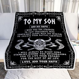 Personalized To My Son Viking Blanket From Mom Dad Mother Father I Wish You The Strength Scandinavian Norse Runes Viking For Men Birthday Gifts Fleece Blanket