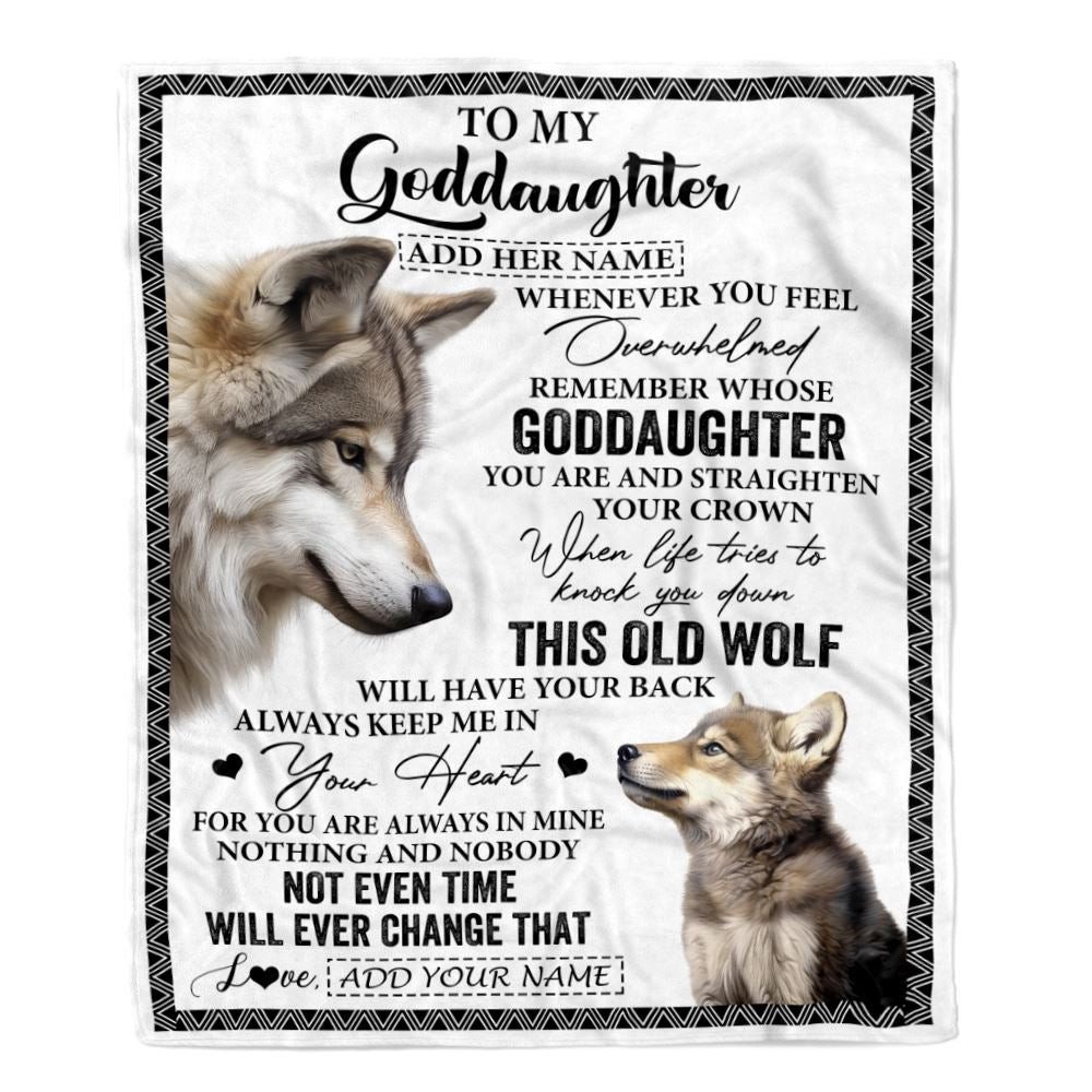 Personalized To My Goddaughter Gifts Blanket From Godmother Whenever Wolf Unique Birthday Gifts For Goddaughter Graduation Christmas Custom Fleece Blanket