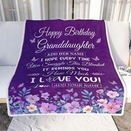 Personalized Happy Granddaughter Birthday Gifts From Grandma Blanket Purple Floral Unique Birthday Gift Granddaughter Gifts Customized Fleece Blanket