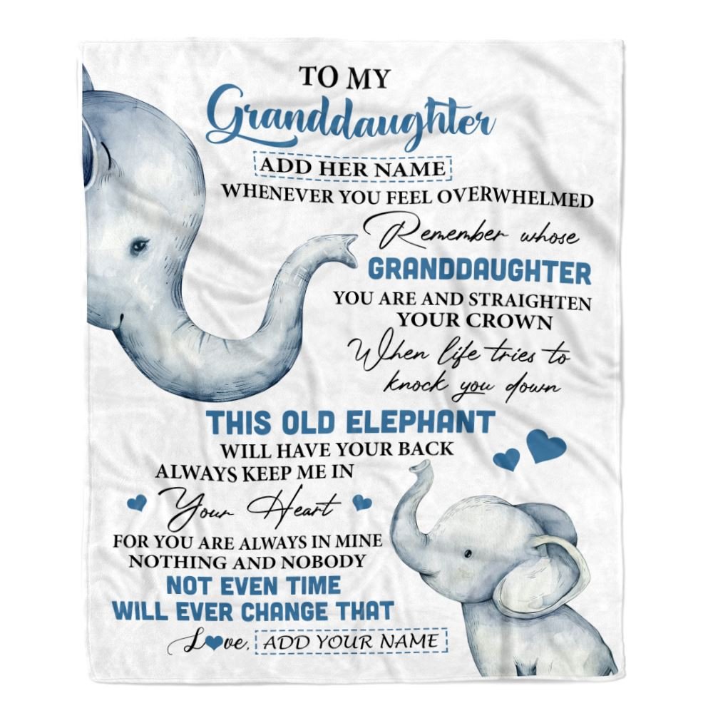 Personalized To My Granddaughter Gifts Blanket From Grandma Whenever Elephant Unique Birthday Gifts For Granddaughter Graduation Christmas Fleece Blanket