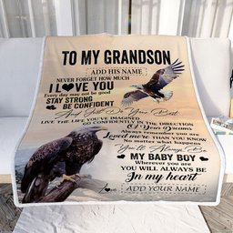 Personalized To My Grandson Gifts From Grandma Grandpa Blanket Eagle Never Forget How Much I Love You Grandson Birthday Graduation Christmas Fleece Blanket