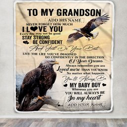 Personalized To My Grandson Gifts From Grandma Grandpa Blanket Eagle Never Forget How Much I Love You Grandson Birthday Graduation Christmas Fleece Blanket