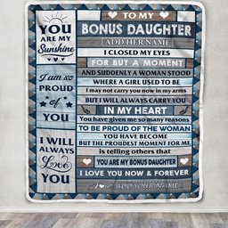 Personalized To My Bonus Daughter Blanket From Step Mom Wood I Closed My Eyes Gifts For Stepdaughter Birthday Gifts Graduation Christmas Fleece Blanket