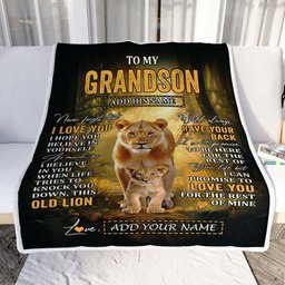Personalized To My Grandson Lion Blanket From Grandma Never Forget That I Love You Grandson Birthday Gifts Graduation Christmas Customized Fleece Blanket