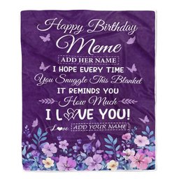 Personalized Happy Meme Birthday Gifts From Granddaughter Grandson Blanket Purple Floral Unique Birthday Gift Meme Gifts Customized Fleece Blanket