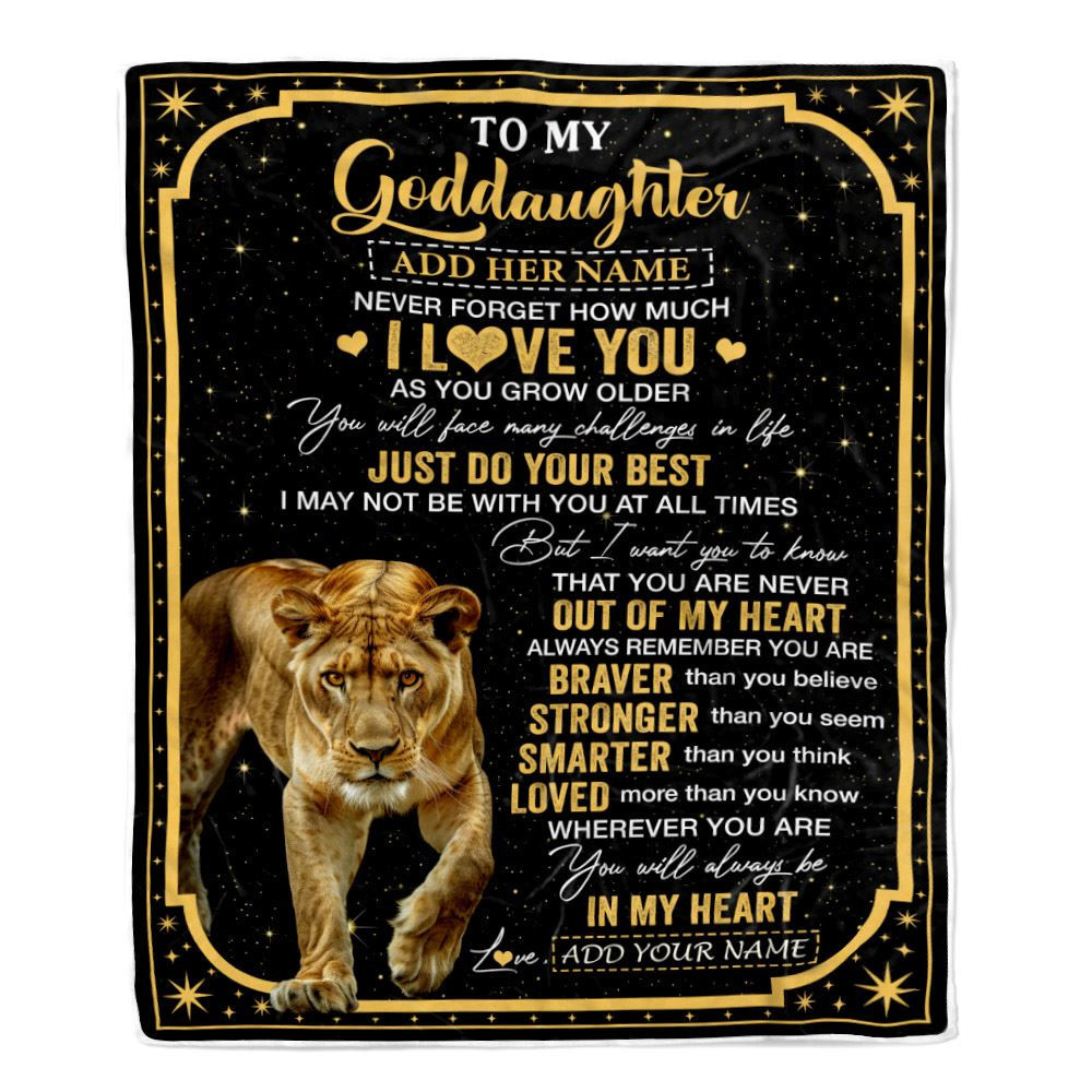 Personalized To My Goddaughter Gifts From Aunt Blanket Lion I Love You Graduation Birthday Gifts For Goddaughter Christmas Customized Fleece Throw Blanket