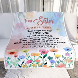 Personalized To My Sister Gifts Blanket From Brother Floral A Big Hug I Love You Sister Birthday Gifts Graduation Christmas Customized Fleece Throw Blanket