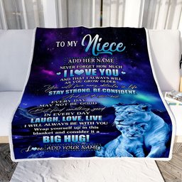 Personalized To My Niece Gifts From Aunt Auntie Blanket Laught Love Live Lion Great Niece Birthday Gifts Graduation Christmas Customized Fleece Throw Blanket