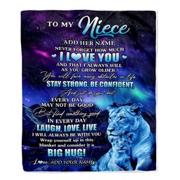 Personalized To My Niece Gifts From Aunt Auntie Blanket Laught Love Live Lion Great Niece Birthday Gifts Graduation Christmas Customized Fleece Throw Blanket