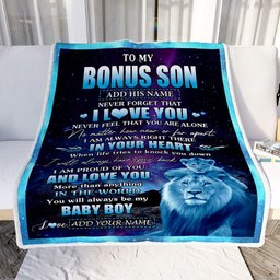 Personalized To My Bonus Son Gifts From Step Dad Blanket I Love You Lion Birthday Gift Ideas For Stepson Graduation Christmas Customized Fleece Blanket