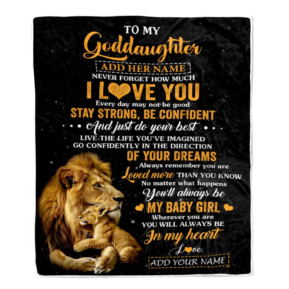Personalized To My Goddaughter Gifts From Godfather Blanket Lion Never Forget How Much I Love You Goddaughter Birthday Graduation Christmas Fleece Blanket
