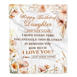Personalized Birthday Gifts For Daughter Gifts From Mom Dad Blanket Yellow Happy Birthday Daughter Unique Gift Bday Customized Fleece Throw Blanket
