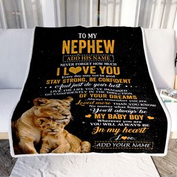 Personalized To My Nephew Gifts From Aunt Auntie Blanket Lion Never Forget How Much I Love You Nephew Birthday Gifts Graduation Christmas Fleece Throw Blanket