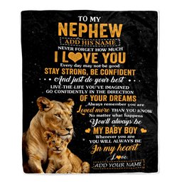 Personalized To My Nephew Gifts From Aunt Auntie Blanket Lion Never Forget How Much I Love You Nephew Birthday Gifts Graduation Christmas Fleece Throw Blanket