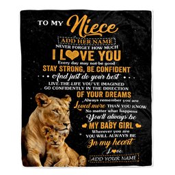 Personalized To My Niece Gifts From Aunt Auntie Blanket Lion Never Forget How Much I Love You Niece Birthday Gifts Graduation Christmas Fleece Blanket