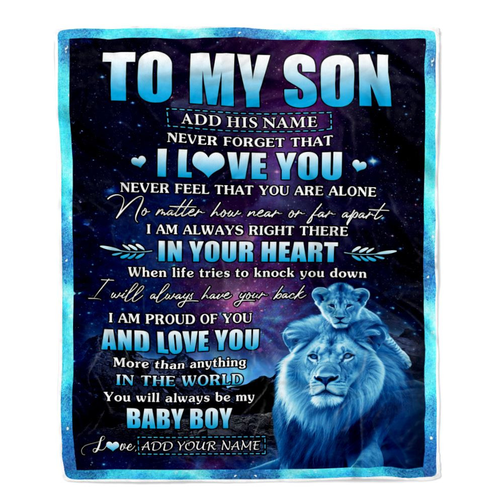 Personalized To My Son Gifts From Dad Father Blanket I Love You Lion Birthday Gift Ideas For Son Graduation Christmas Customized Fleece Throw Blanket