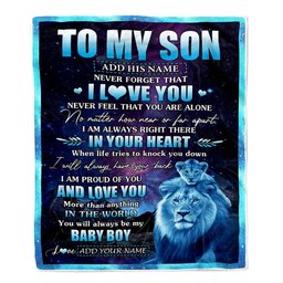 Personalized To My Son Gifts From Dad Father Blanket I Love You Lion Birthday Gift Ideas For Son Graduation Christmas Customized Fleece Throw Blanket