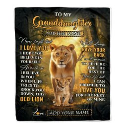 Personalized To My Granddaughter Lion Blanket From Grandma Never Forget That I Love You Granddaughter Birthday Gifts Christmas Customized Fleece Throw Blanket