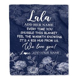 Personalized To My Lala Gifts Blanket From Granddaughter Grandson Blue Flower Love You Birthday Gifts For Lala Mothers Day Christmas Lala Fleece Throw Blanket