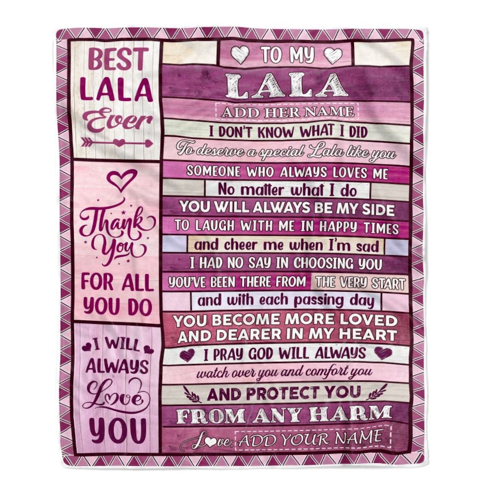 Personalized To My Lala Gifts Blanket From Granddaughter Grandson Wood Thank You For All Gifts For Lala Mothers Day Birthday Christmas Fleece Throw Blanket
