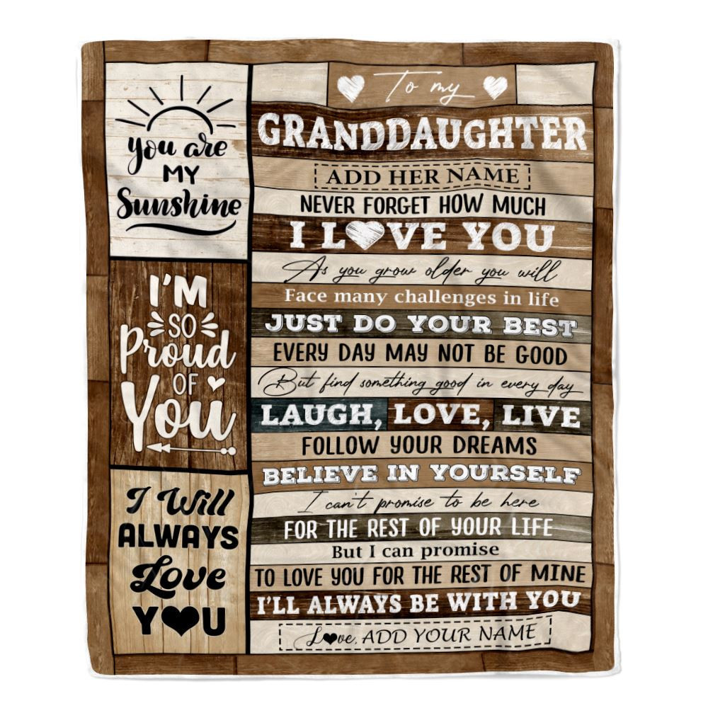Personalized Gifts For Granddaughter From Grandma Grandpa Blanket Wood Love You Mothers Day Granddaughter Gifts Birthday Graduation Christmas Fleece Blanket
