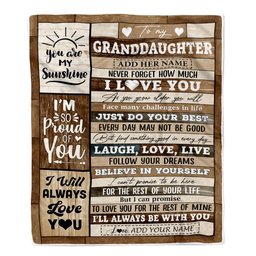 Personalized Gifts For Granddaughter From Grandma Grandpa Blanket Wood Love You Mothers Day Granddaughter Gifts Birthday Graduation Christmas Fleece Blanket