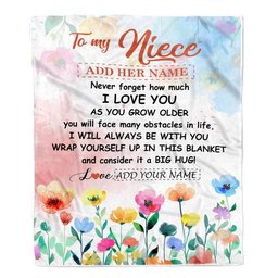 Personalized To My Niece Gifts Blanket From Aunt Uncle Floral A Big Hug I Love You Niece Birthday Gifts Graduation Christmas Customized Fleece Throw Blanket