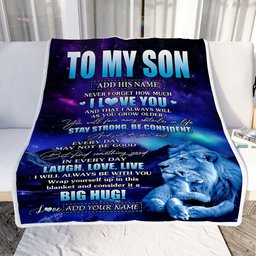 Personalized To My Son Gifts From Dad Father Blanket Laught Love Live Lion Great Son Birthday Gifts Graduation Christmas Customized Fleece Throw Blanket
