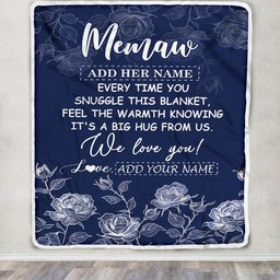 Personalized To My Memaw Gifts Blanket From Granddaughter Grandson Blue Flower Love You Birthday Gifts For Memaw Mothers Day Christmas Memaw Fleece Blanket