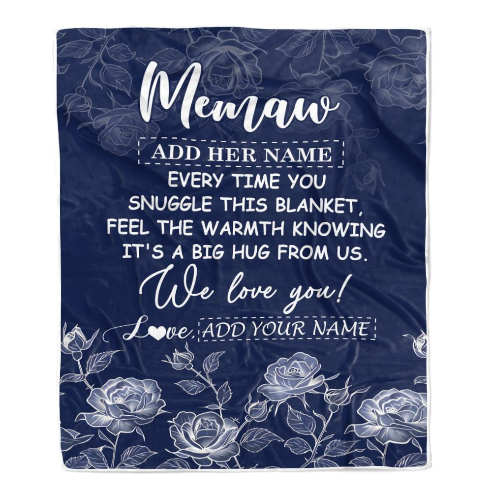 Personalized To My Memaw Gifts Blanket From Granddaughter Grandson Blue Flower Love You Birthday Gifts For Memaw Mothers Day Christmas Memaw Fleece Blanket