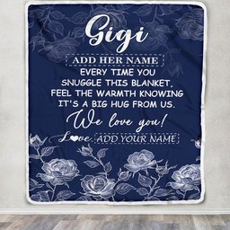 Personalized To My Gigi Gifts Blanket From Granddaughter Grandson Blue Flower Love You Birthday Gifts For Gigi Mothers Day Christmas Gigi Fleece Throw Blanket