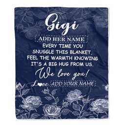 Personalized To My Gigi Gifts Blanket From Granddaughter Grandson Blue Flower Love You Birthday Gifts For Gigi Mothers Day Christmas Gigi Fleece Throw Blanket