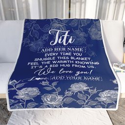 Personalized To My Titi Gifts Blanket From Niece Nephew Blue Flower Love You Birthday Gifts For Titi Mothers Day Christmas Titi Fleece Throw Blanket
