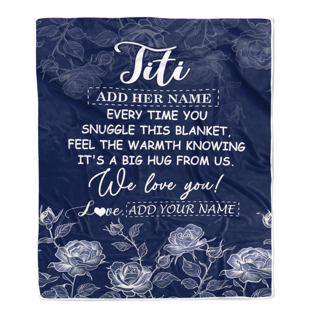 Personalized To My Titi Gifts Blanket From Niece Nephew Blue Flower Love You Birthday Gifts For Titi Mothers Day Christmas Titi Fleece Throw Blanket