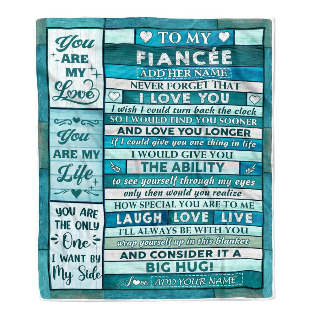 Personalized To My Fianc??e From Fianc?? Blanket Wood You Are My Love Birthday Gifts For Fiancee Anniversary Romantic Valentines Christmas Fleece Blanket