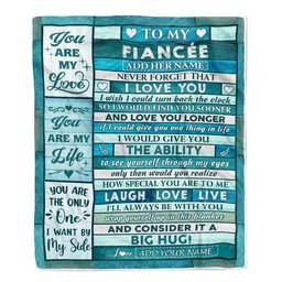 Personalized To My Fianc??e From Fianc?? Blanket Wood You Are My Love Birthday Gifts For Fiancee Anniversary Romantic Valentines Christmas Fleece Blanket