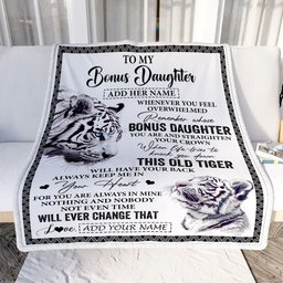 Personalized To My Bonus Daughter Gifts Blanket From Stepmom Whenever White Tiger Unique Birthday Gifts For Stepdaughter Graduation Christmas Fleece Blanket