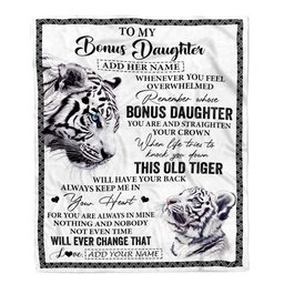 Personalized To My Bonus Daughter Gifts Blanket From Stepmom Whenever White Tiger Unique Birthday Gifts For Stepdaughter Graduation Christmas Fleece Blanket