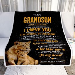 Personalized To My Grandson Gifts From Grandma Gigi Blanket Lion Never Forget How Much I Love You Grandson Birthday Gifts Graduation Christmas Fleece Blanket