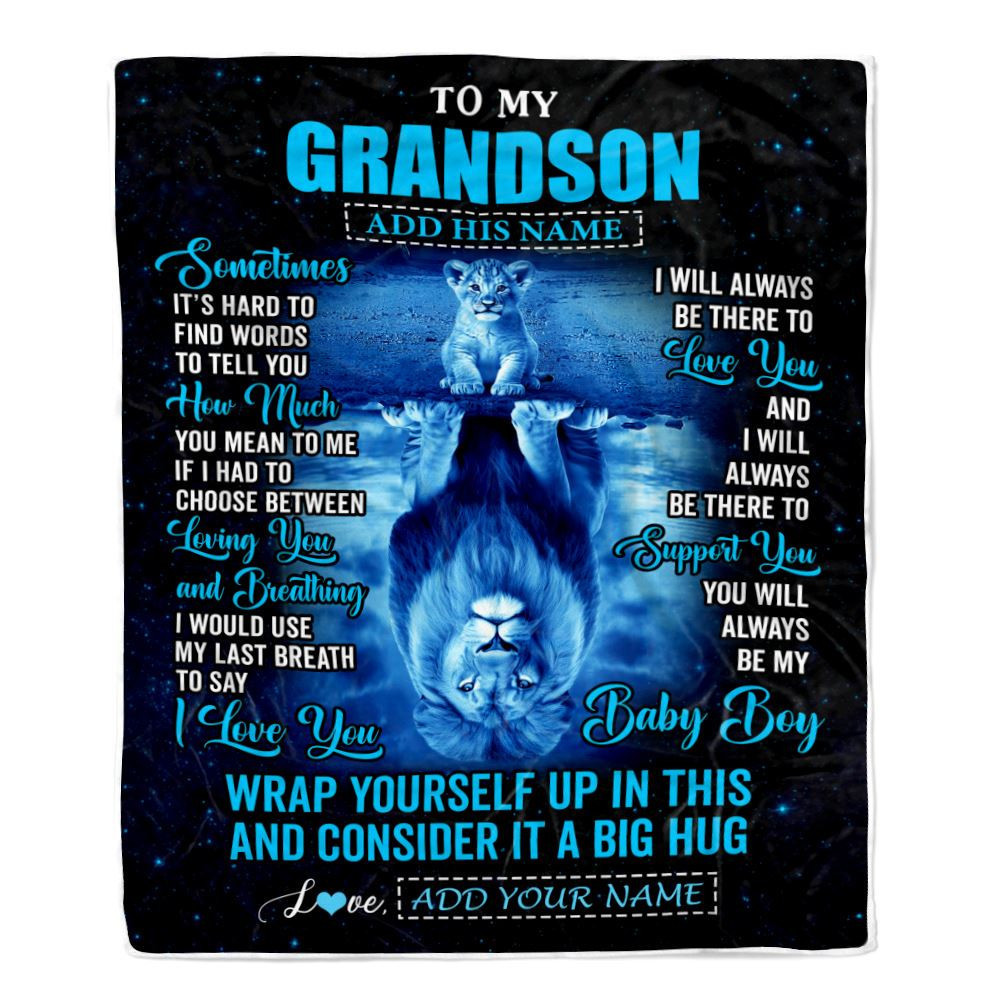 Personalized To My Grandson Gifts From Grandma Grandpa Blanket Sometimes Lion Grandson Birthday Gifts Graduation Christmas Customized Fleece Throw Blanket