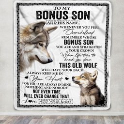 Personalized To My Bonus Son Gifts Blanket From Stepmom Stepdad Whenever Wolf Unique Birthday Gifts For Stepson Graduation Christmas Custom Fleece Blanket