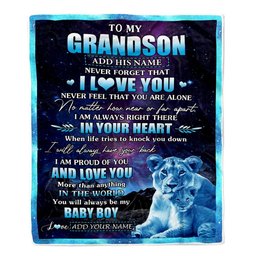 Personalized To My Grandson Gifts From Grandma Gigi Blanket I Love You Lion Birthday Gift Ideas For Grandson Graduation Christmas Customized Fleece Blanket